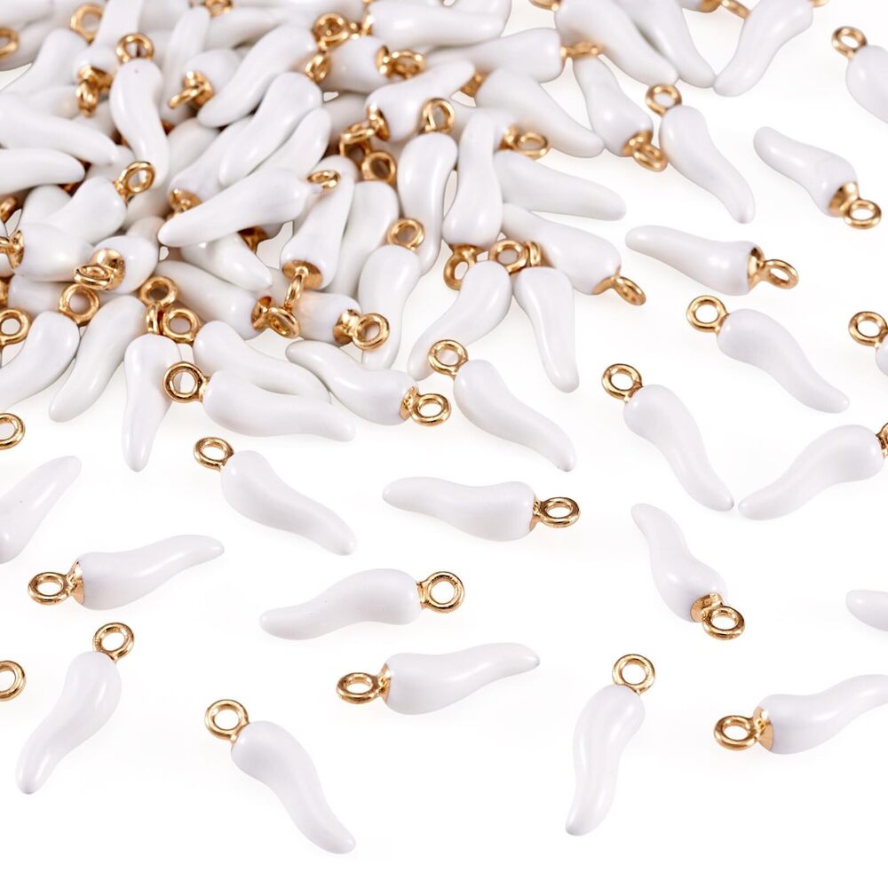 5938 100pcs Chili Pepper Charm White Mini Hot Pepper Dangle Bead Charm